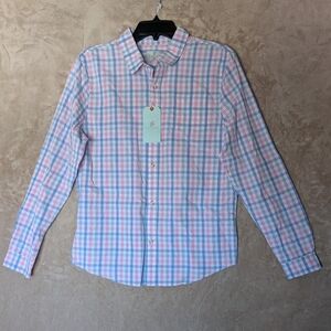 Class Club Pink and Blue Plaid Button-Down Shirt